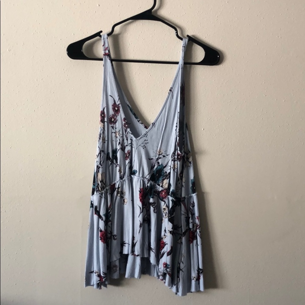 baby blue floral babydoll top by Kimchi Blue